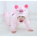 Bébé doux flanelle barboteuse Animal Cochon Onesie pyjamas tenues costume, vêtements de couchage, tissu rose mignon, serviette à capuchon pour bébé